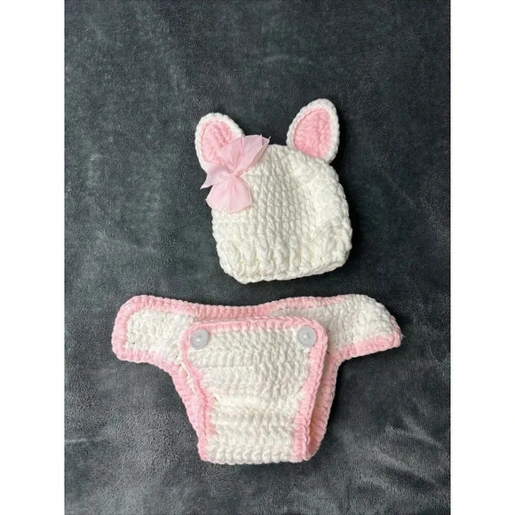 BABESIDE 2Pcs Reborn Bunny Hat and Diaper Cover for 17-20 Inch Baby Dolls - Picture 9 of 12